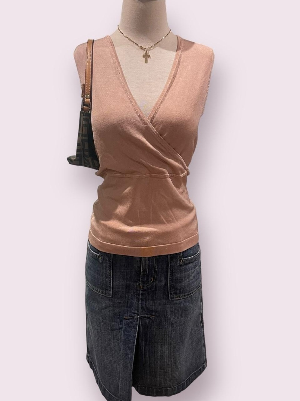 Balletcore soft pink wrap style sleeveless top